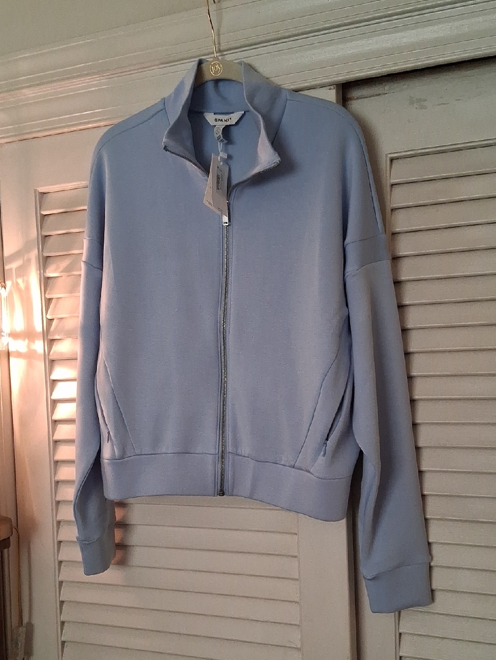 NWT - SPANX Light Pastel Blue Full-Zip Track Jacket